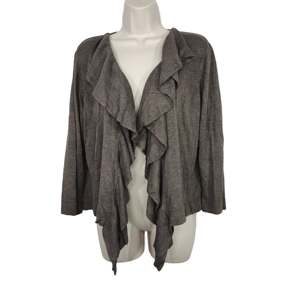 89th and Madison Brown Waterfall Open Front Cardigan Sweater Women Size XL NEW